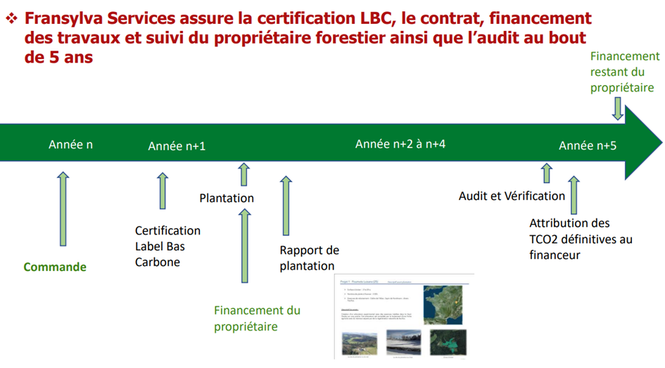Schéma du processus de boisement et de certification Label Bas Carbone