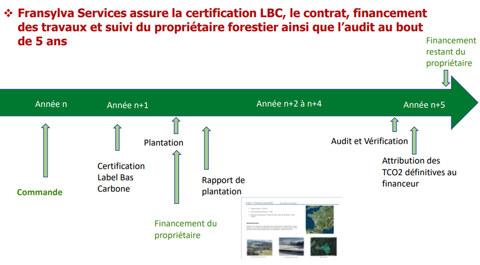 Schéma du processus de boisement et de certification Label Bas Carbone
